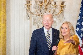 United States President Joe Biden delivers remarks at the Black History Month Reception.