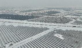 Photovoltaic Base Snow Scenery
