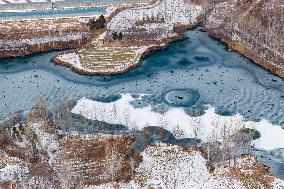 Frozen Lake Pattern Landscape