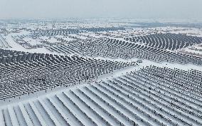Photovoltaic Base Snow Scenery
