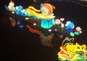 Tourists visit the 2024 Lunar Year Lantern Fair in Nanning