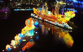 Tourists visit the 2024 Lunar Year Lantern Fair in Nanning