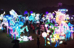 Tourists visit the 2024 Lunar Year Lantern Fair in Nanning