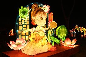 Tourists visit the 2024 Lunar Year Lantern Fair in Nanning