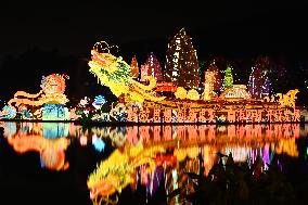 Tourists visit the 2024 Lunar Year Lantern Fair in Nanning