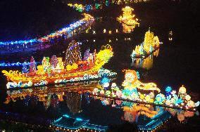 Tourists visit the 2024 Lunar Year Lantern Fair in Nanning