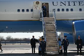U.S. President Joe Biden Arrives At John F. Kennedy International Airport For Trip To New York City