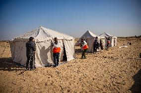 Tents Provided By Red Crescent For Gaza Displaced Amid Ongoing