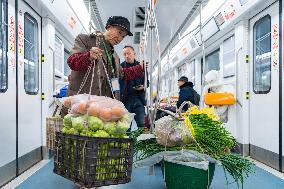 Vegetable Farmers Sell Vegetables in Chongqing, China