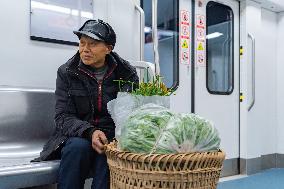 Vegetable Farmers Sell Vegetables in Chongqing, China