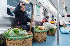 Vegetable Farmers Sell Vegetables in Chongqing, China