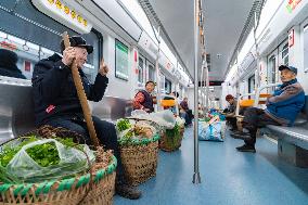 Vegetable Farmers Sell Vegetables in Chongqing, China