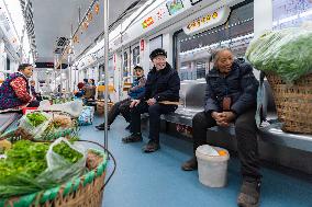 Vegetable Farmers Sell Vegetables in Chongqing, China