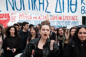Protest Against The Non-state Universities In Athens