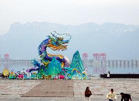 Lanterns of the Year of the Dragon in The Qu Yuan Scenic Area in Yichang