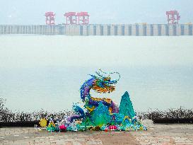 Lanterns of the Year of the Dragon in The Qu Yuan Scenic Area in Yichang