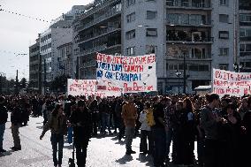 Protest Against The Non-state Universities In Athens