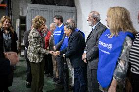 Queen Sofia Visits The Huelva Food Bank - Spain