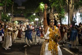 São Paulo Street Carnival - Parade Of The Afro Ilú Obá De Min Block