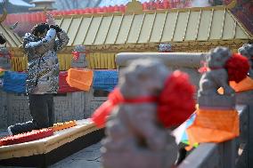 People Burn Incense Sticks at The Temple in Shenyang