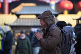 People Burn Incense Sticks at The Temple in Shenyang