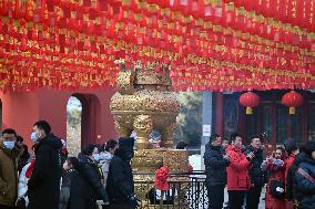 People Burn Incense Sticks at The Temple in Shenyang