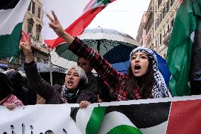 Demonstration In Support Of Palestine in Rome