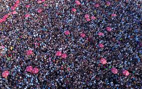 Aerial View Of The Performance Of Bloco Agrada Gregos