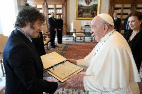 Pope Francis Receives Javier Milei - Vatican