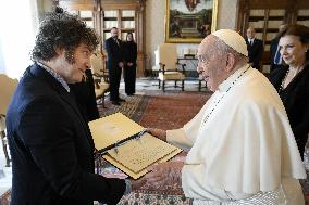 Pope Francis Meets President Of Argentina Javier Milei - Vatican