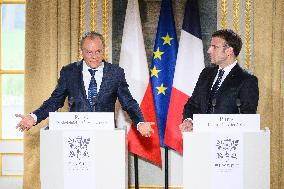 President Macron Welcomes Polish Prime Minister Tusk - Paris
