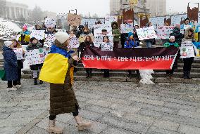 Families of Ukrainian military demand demobilisation in Kyiv