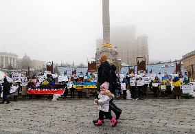 Families of Ukrainian military demand demobilisation in Kyiv