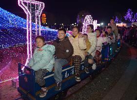 Tourist Attend The First Baima Lake Lantern Fair in Huai 'an, China