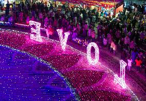 Tourist Attend The First Baima Lake Lantern Fair in Huai 'an, China