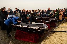 Funeral Ceremony For A Family With Their Three Children Died In A Fire Following An Attack By Russia's Shahed Strike Drones In K