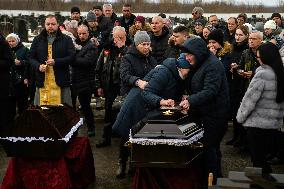 Funeral Ceremony For A Family With Their Three Children Died In A Fire Following An Attack By Russia's Shahed Strike Drones In K