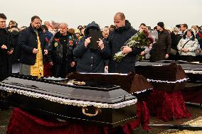 Funeral Ceremony For A Family With Their Three Children Died In A Fire Following An Attack By Russia's Shahed Strike Drones In K