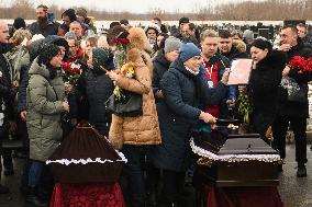 Funeral Ceremony For A Family With Their Three Children Died In A Fire Following An Attack By Russia's Shahed Strike Drones In K