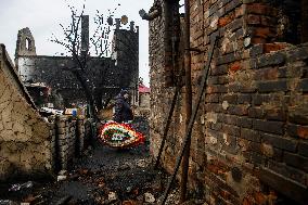 Funeral Ceremony For A Family With Their Three Children Died In A Fire Following An Attack By Russia's Shahed Strike Drones In K