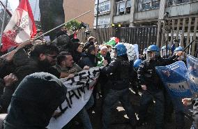 Tension in Front of the RAI Headquarters In Naples