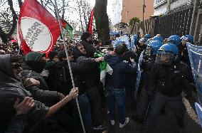 Tension in Front of the RAI Headquarters In Naples
