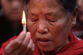 Nepalese Worships Goddess Of Education Saraswati In Kathmandu.