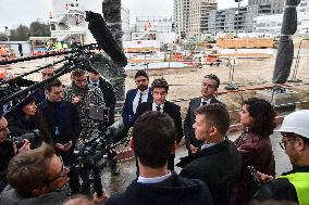 PM Attal Visits A Housing Construction Site - Villejuif