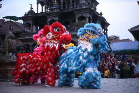Chinese New Year Celebration And Cultural Program At World Heritage Site Patan Durbar Square In Lalitpur, Nepal.