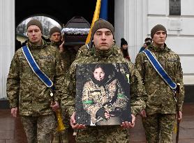 Farewell Ceremony For German Combat Medic Diana Savita Wagner In Kyiv, Amid Russia's Invasion Of Ukraine.