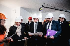 PM Attal Visits A Housing Construction Site - Villejuif