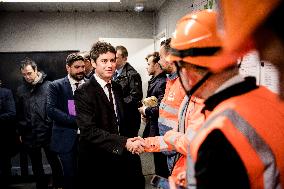 PM Attal Visits A Housing Construction Site - Villejuif
