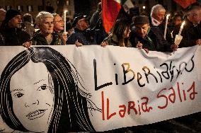 Torchlight Procession For Ilaria Salis
