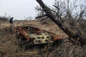 Destruction In The Bohorodychne Village, Donetsk Region, Ukraine